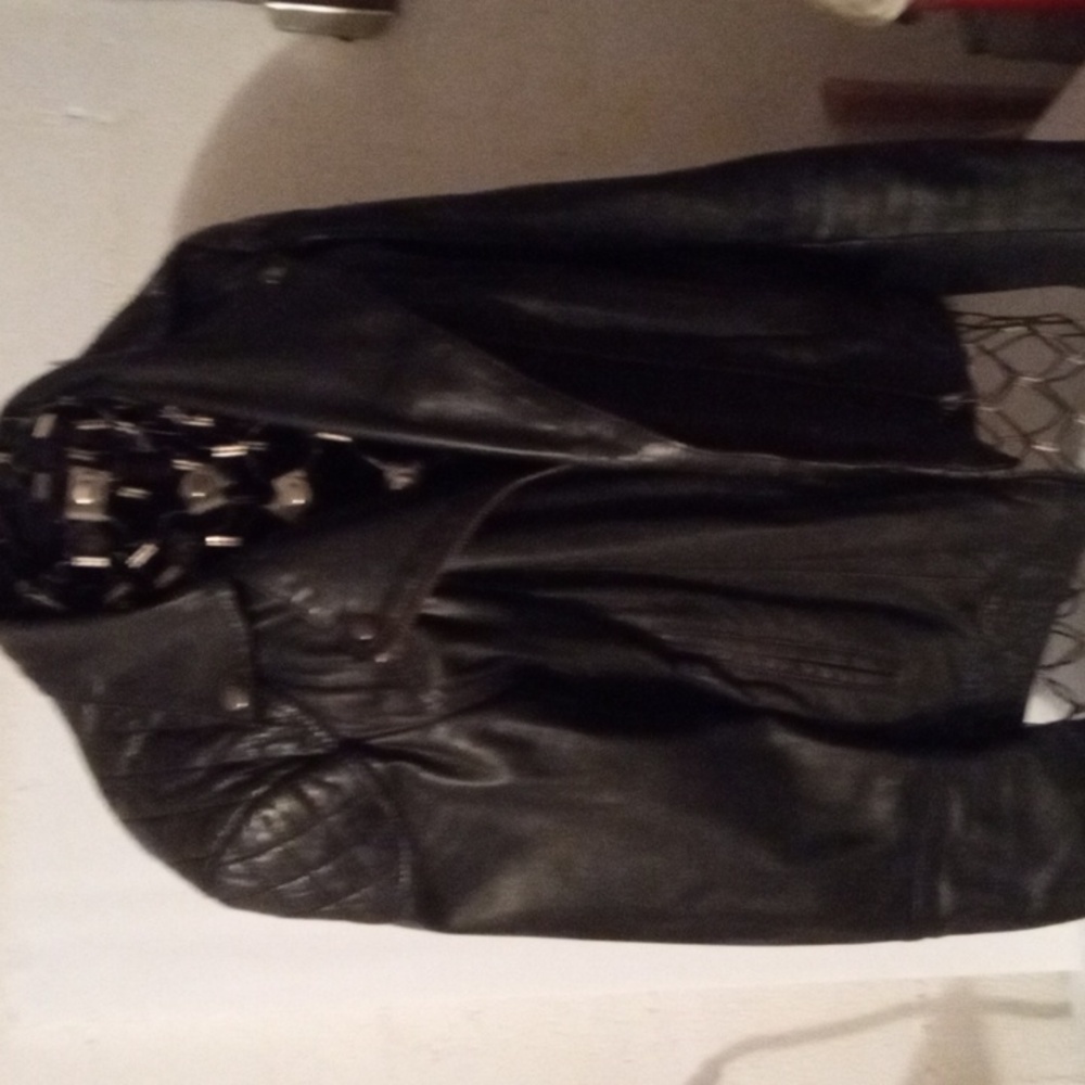 Black Leather Moto Jacket - Unbranded